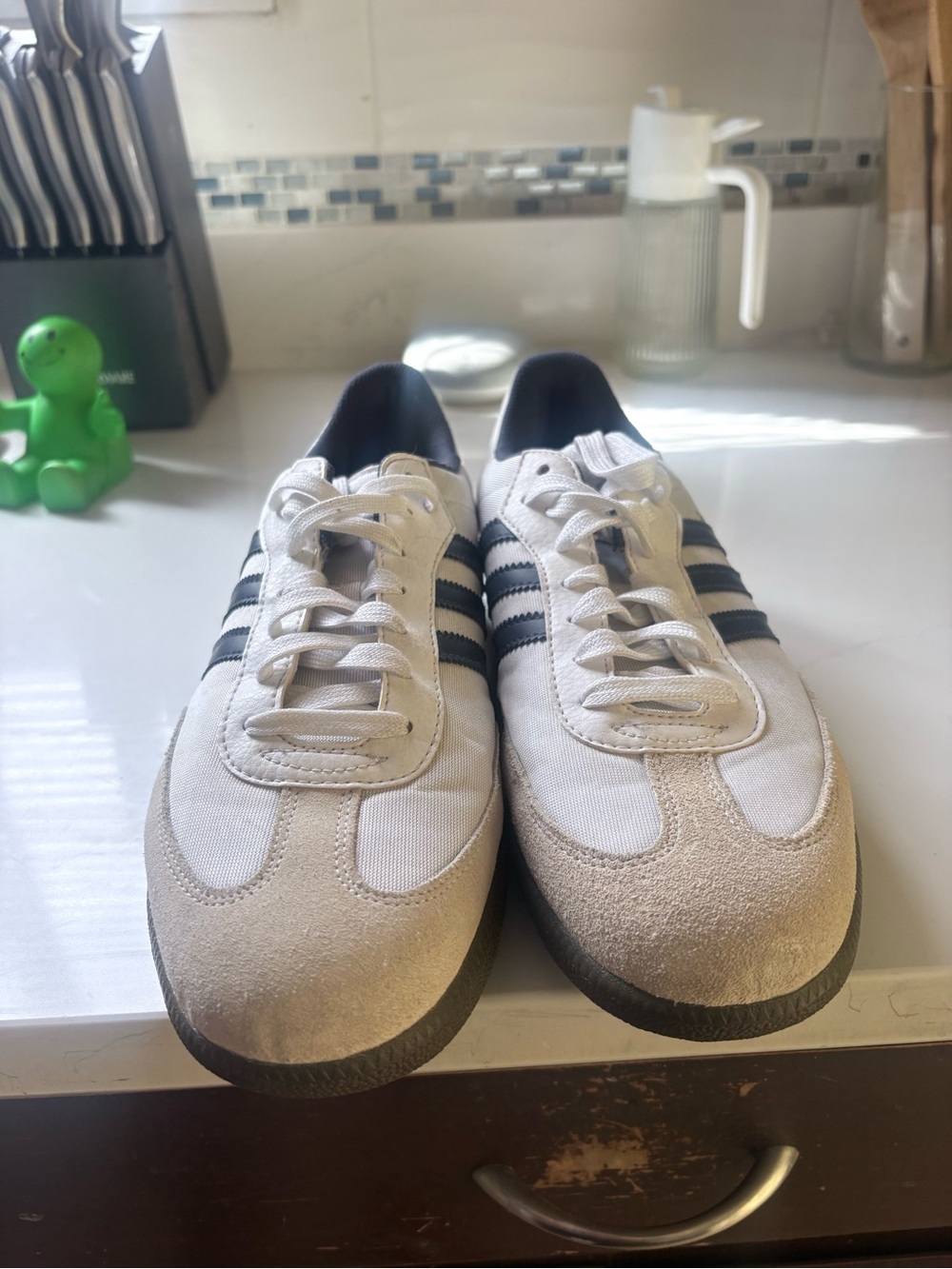 adidas White Sneakers with Black Stripes